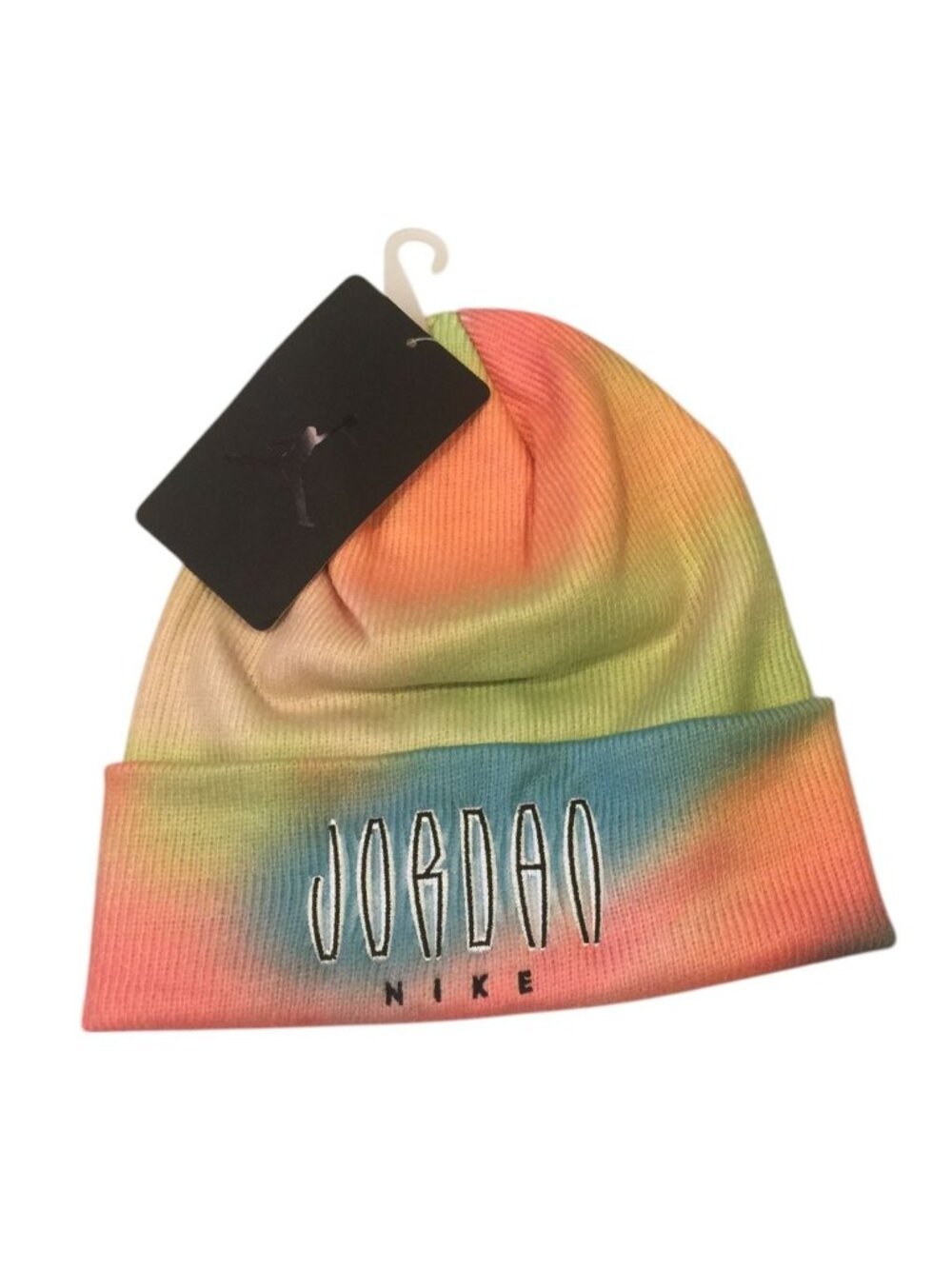 Jumpman Nike Boys 8/20 Pastel Ombre Tie Dye Knit Cuffed Beanie Peach Aqua Lime